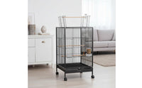 Easy to Clean Parrot Enclosure Removable Tray Cockatiel Enclosure Wheeled Base Aviary Rust-Resistant for Indoor