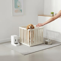 Easy Assembly Indoor Puppy Playpen Anti-Slip Suction Cups Modular Pet Fence with Gate Configurable Dog Barrier for Small Dogs, Young Dogs