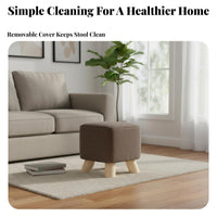 Durable Wood Construction Small Wooden Stool adaptable Upholstered Wooden Footstool Multifunctional Low Seat space-efficient Size for Children, Families, Office Workers, Living Room, Entryway, Bedroom, Bathroom