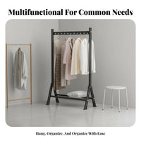 Single-Rod Clothing Rail with Shelf Space-Saving Garment Rack Multi-Functional sturdyDuty for Homeowners, Students, Laundry Room