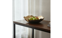 Shallow Fruit Tray Hammered Tray with Scalloped Rim Irregular Bowl with Scalloped Edge Rustic for Tabletop