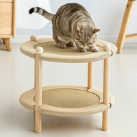 Sturdy Two-Tier Cat Bed Breathable Double-Tier Cat Bed Natural Pet Furniture Long-Lasting for Indoor Cats, Kittens, Living Room, Bedroom