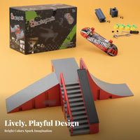Finger Skateboard Ramp Set Multi-Functional Combination Fingerboard Park Playset Includes Tools and Spare Parts Miniature Skateboarding Arena Playset