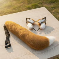 animal Ears Headband and Tail Set Soft Pile animal Ears and Tail Set Soft Accessory for Cosplayers, Adults, Anime Conventions