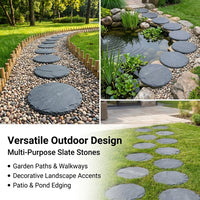 Black Stone Garden Stepping Stones, High Slip Resistant Courtyard Stepping Stones, Functional Garden Pathway Pavers, Cleft Finish Outdoor Steps