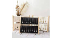 Double-Tier Jewelry Stand Sturdy Wood Frame Wooden Necklace Rack Desktop Jewelry Organizer Space Saving Earring Display Rack