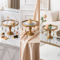 Mirrored Pedestal Tray Embossed Display Riser with Mirrored Surface Reflective Mirror Display Riser for Photo Setup