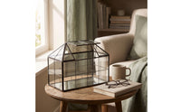 Tabletop Terrarium with Hinged Roof Handmade House-Shaped Terrarium Transparent Glass Greenhouse Miniature for Gardeners