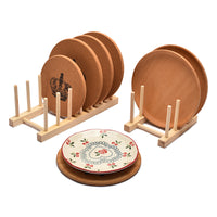 Wooden Dish Rack Kitchen Bowl and Plate Rack Creative Cup and Plate Stand Commercial Tea Cake Display Storage Rack