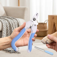 Nail Clippers and Nail File Set for Cat Grooming, Stainless Steel Sharp Blades for Dog Grooming, Non Slip Ergonomic Handle, Home Grooming Kit