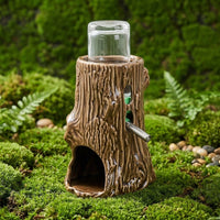 125ml Hamster Water Bottle with Stand and Ceramic Hamster Hide, No-Drip Hamster Bottle with Dual Spherical Stopper Spout, Freestanding Glass Waterer
