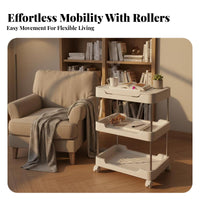 Mobile Design three-tier Rolling Organizer Built-in Tablet Holder Storage Trolley Multi-Functional Utility trolley Easy to Move for Students, Office Workers, residents, Living Room, Kitchen, Bedroom, Bathroom