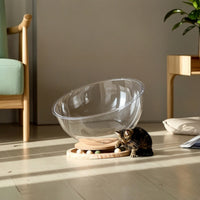 Space Capsule Cat Bed Transparent Cat Bed with Toy Stylish Nest for Kittens