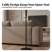 Hidden Cable Management Surround Speaker Stand Heavy-Duty Steel Construction Surround Sound Speaker Stand Stable Base Audio Accessory Patented Design for Home Theater, Living Room