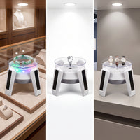 Solar Powered Display Stand 360 Degree Rotating Turntable with Clear Plate Rotating Display Stand Motorized Compact for Jewelers