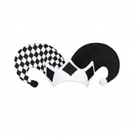 Harlequins Clown Hat Black and Checkered Fool Hat Funny Party Accessory for April Fools, Stage Performance