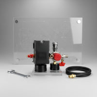 Oil Free Horizontal Handle 4 Port Pressure Switch Assembly Quiet Air Pressure Switch Regulator Gauge Set Easy to Install Air Compressor Regulator with Gauge Long-Lasting for Workshop, Garage