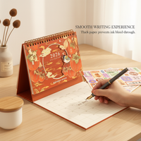 2026 Large Chinese Style Desk Calendar with Multifunctional Planner and Gilded Accents