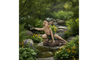 Elf Figurine with Frog Outdoor Elf Figurine Whimsical Frog Statue for Collectors