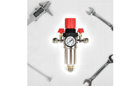 Dual Outlet Air Compressor Filter Regulator Quick Connector Water Separator Regulator Easy Installation for Workshop, Garage, Factory