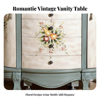Space-Saving hinged-lid Vanity Table Hand-Painted ornamentation space-efficient Desk with hinged-lid Mirror Vintage appearance Bedroom Furniture Ample Storage for Small Apartment Dwellers, Students, Teenagers, indivitwo-way grooming area