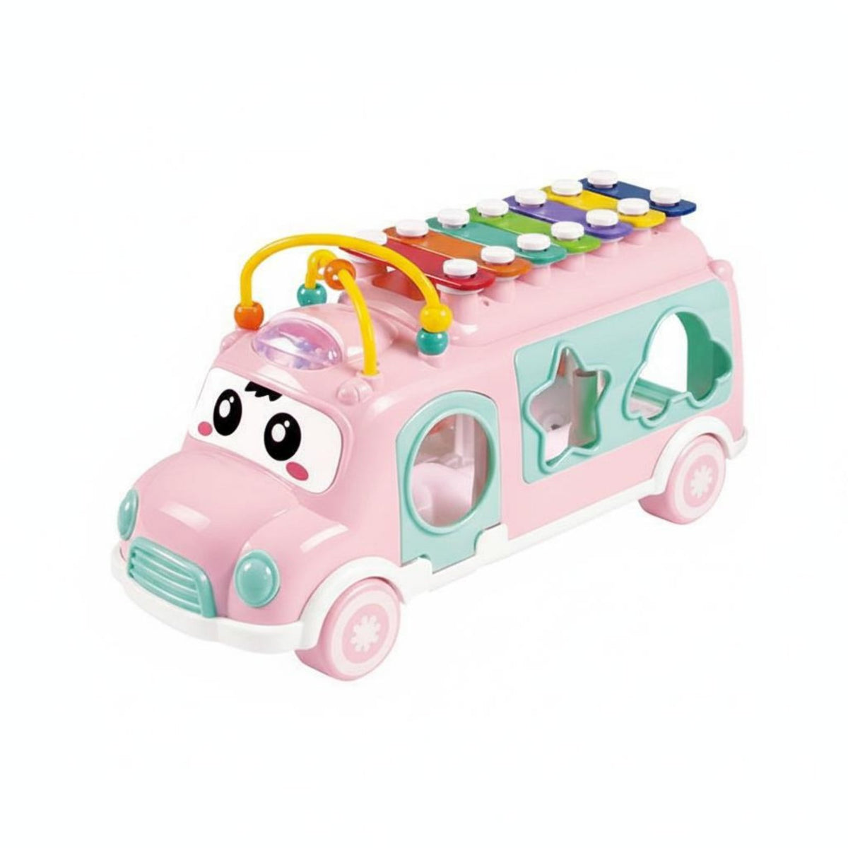 Bus Xylophone Toy Multifunctional Pull Along Activity Bus Early Educational