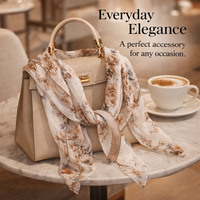 Floral Print Headscarf for Women Lightweight, Square Neck Scarf Autumn Winter Wear, Kerchief Wrap 90x90cm for Adult