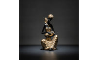 African Mother Figurine Hand-Painted Mother and Infant Statue Resin Woman Figurine with Infant for Parent, Art Collectors, Office Desk