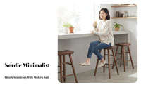 Nordic and aesthetic Round Top Bar Stool sturdy Wood Construction Counter Chair Minimalist Design Seating Furniture adaptable for Homeowners, Business Owners, Interior Designers, Cafe, Dining Area, Kitchen, Restaurant