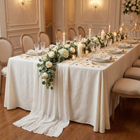 Long Wrinkled Tablecloth Light Luxury Design Transparent Table Runner Soft Material Gauze Table Runner for Brides, Party Hosts, Holiday Celebration