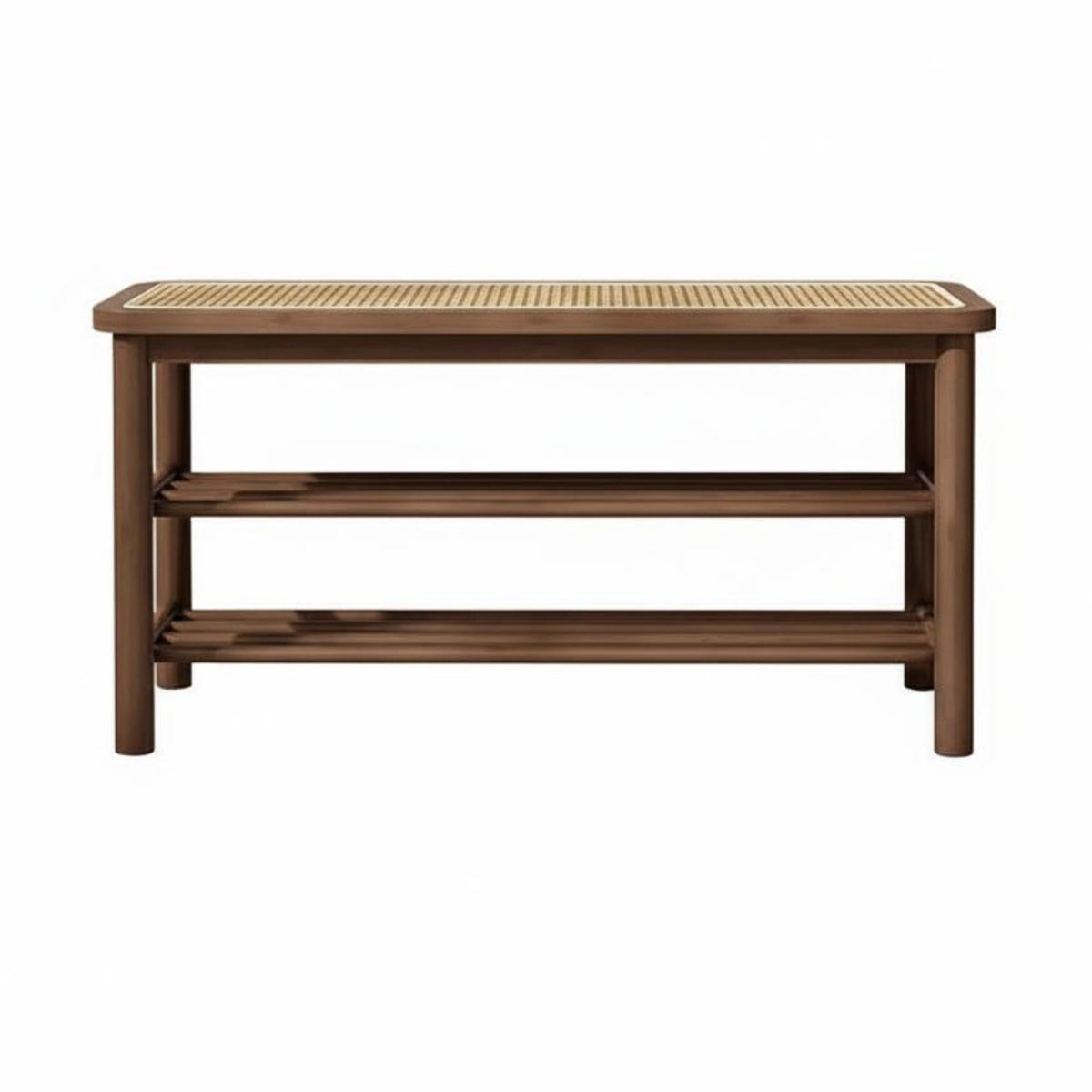 twofold Function 2-Tier Shoe Rack with Woven Seat Natural Aesthetic Padded Shoe Rack Bench Sturdy Construction Entryway Stool Space-Saving Design for Apartment Dwellers, Homeowners, Hallway, Mudroom, Living Room, Bedroom