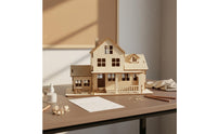 House Wooden Model Kit Creative Gift DIY Woodcraft House Kit Smooth Edges DIY Miniature Model Set for Children, Window Display