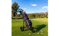 Metal Frame Folding Golf Push Trolley Mesh Basket Three-Wheel Golf Trolley