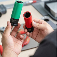 2 Pieces Safeguarding Anti-Theft Socket with Plastic Sleeve Hex-Shaped Wheel Lock Socket Rust-Proof Wheel Security Lug Nut Remover Set Compact for Mechanics