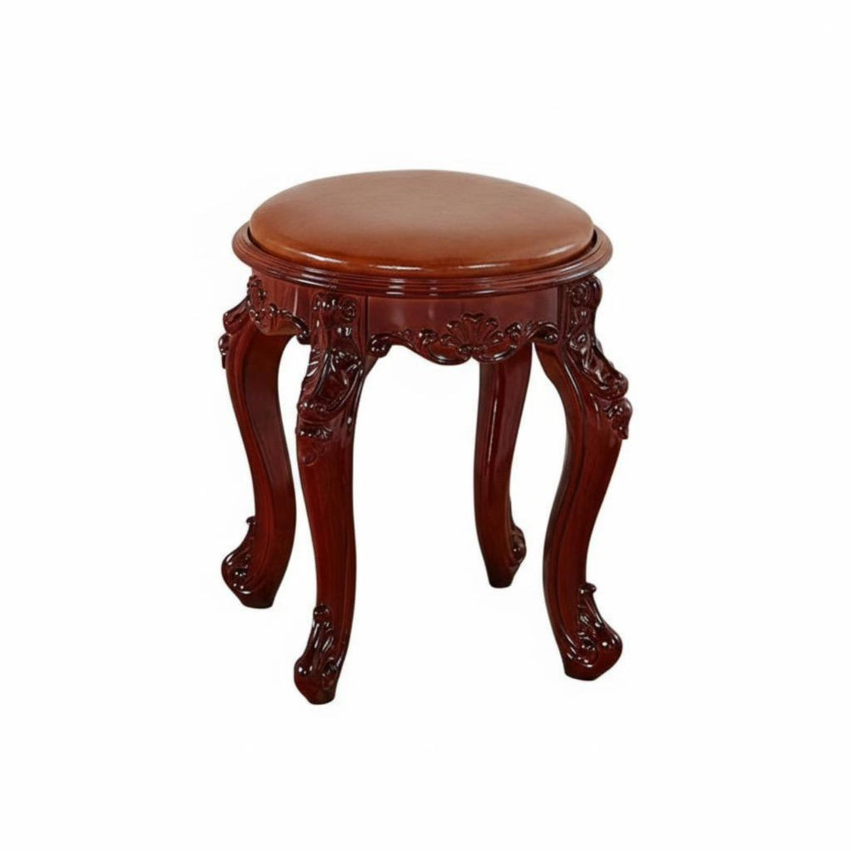 Vintage Design Carved Leg Vanity Seat Multi-Functional Carved Leg Padded Stool Anti-Slip Feet Music Bench Rounded Corners for Piano Players, Musicians, Homeowners, Dressing Room, Bedroom, Home, Entryway