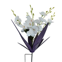 Metal Agave Stake with Faux Orchids Artificial Patio Decoration Low-Maintenance