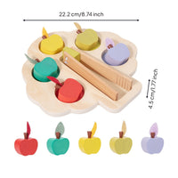 Color-Sorting Fruit Toy Hands-on Learning Wooden Fruit Matching Board Preschool Wooden Toy with Tweezers for Playroom