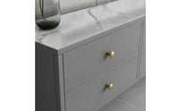 TV Stand with Marble Top Minimalist TV Cabinet with Drawers Modern Low TV Stand with Marble Top for Living Room, Apartment
