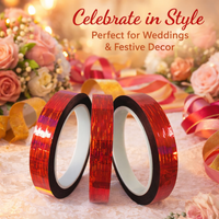 Decorative Sealing Tape for Presents, Wedding Party Gift Wrapping with PET Material, shiny Foil Ribbon for Food Packaging