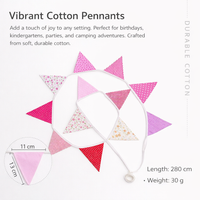Cotton Triangle Party Flags Bunting Banner for Birthday Decorations and Girls, Colorful Party for Kindergarten Decoration Camping Tent