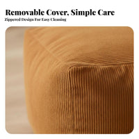 Soft Texture Round Corduroy Pouf Lightweight Design Footstool easy-care Cover Ottoman Fully Assembled for Small Space Dwellers, Homeowners, Home Decorators, Entryway, Living Room, Bedroom, perusing corner