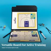 Portable Attachable Soccer Board Double-Sided Foldable Basketball Strategy Clipboard Zippered Case for Practice Sessions, Game Day
