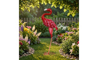 Outdoor Flamingo Statue Decorative Metal Flamingo Freestanding Bird Statue Stable for Gardeners, Homeowners, Garden, Courtyard, Balcony, Wedding