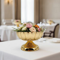 Decorative Bowl with Pedestal Hammered Gold Pedestal Centerpiece Footed Bowl Fluted Wide-Mouth for Event Planners