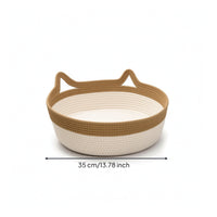Woven Cat Bed Round Rope Cat Bed Pet Basket Shallow Handwoven for Cats, Floor, Living Room