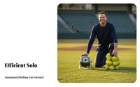 Adjustable Speed and Angle Automatic Baseball Pitching Machine Portable Solo Baseball Practice Tool Steady Pitches Batting Practice Tool Stable Base for Young Players, Beginners, Backyard