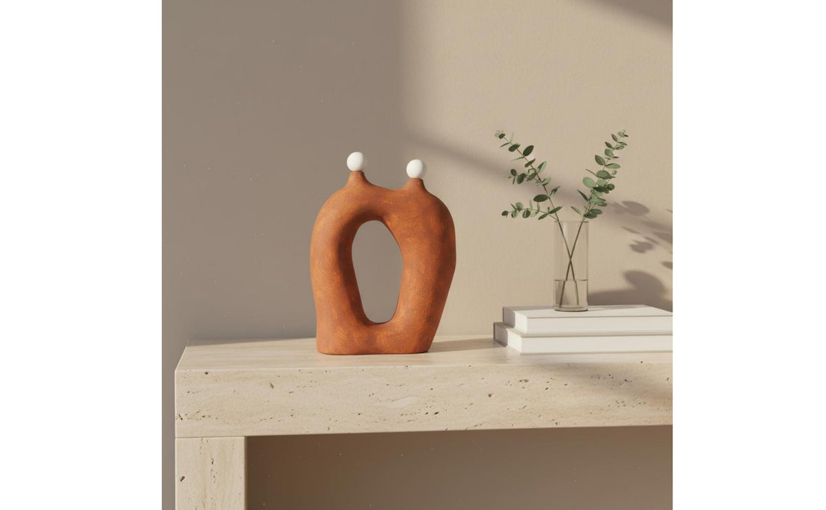 Ceramic Art Statue Smooth Matte Finish Abstract Sculpture Elegant Modern Hollow Sculpture for Living Room