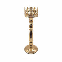 Stable Base Crown Shaped Candle Holder Metal Pedestal Candlestick Vintage Design Candle Stand for Wedding, Party, Photoshoot Prop