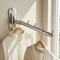 Folding Wall-Mounted Clothes Hanger Rack Rustproof Clothes Hanger Rack with Swing Arm Hardware Rust Resistant for Laundry Room