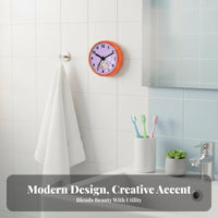 No-Drill Installation Waterproof Bathroom Clock Fogproof Cartoon Suction Cup Clock Quiet Movement for Children, Kitchen, Refrigerator